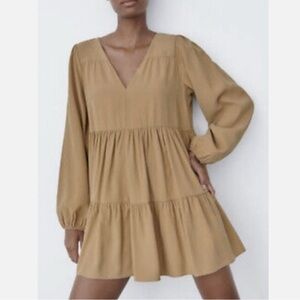 Brown tiered mini dress